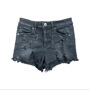 Guess distressed black denim shorts